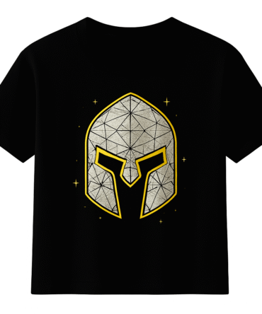 Geometric Spartan Helmet Black T- Shirt